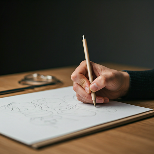 Jewelry designer sketching