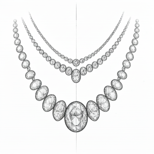 High contrast macro shot of diamond necklace links