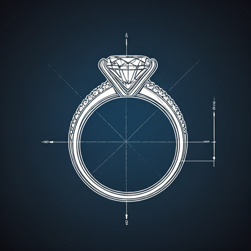 Technical blueprint of a diamond ring